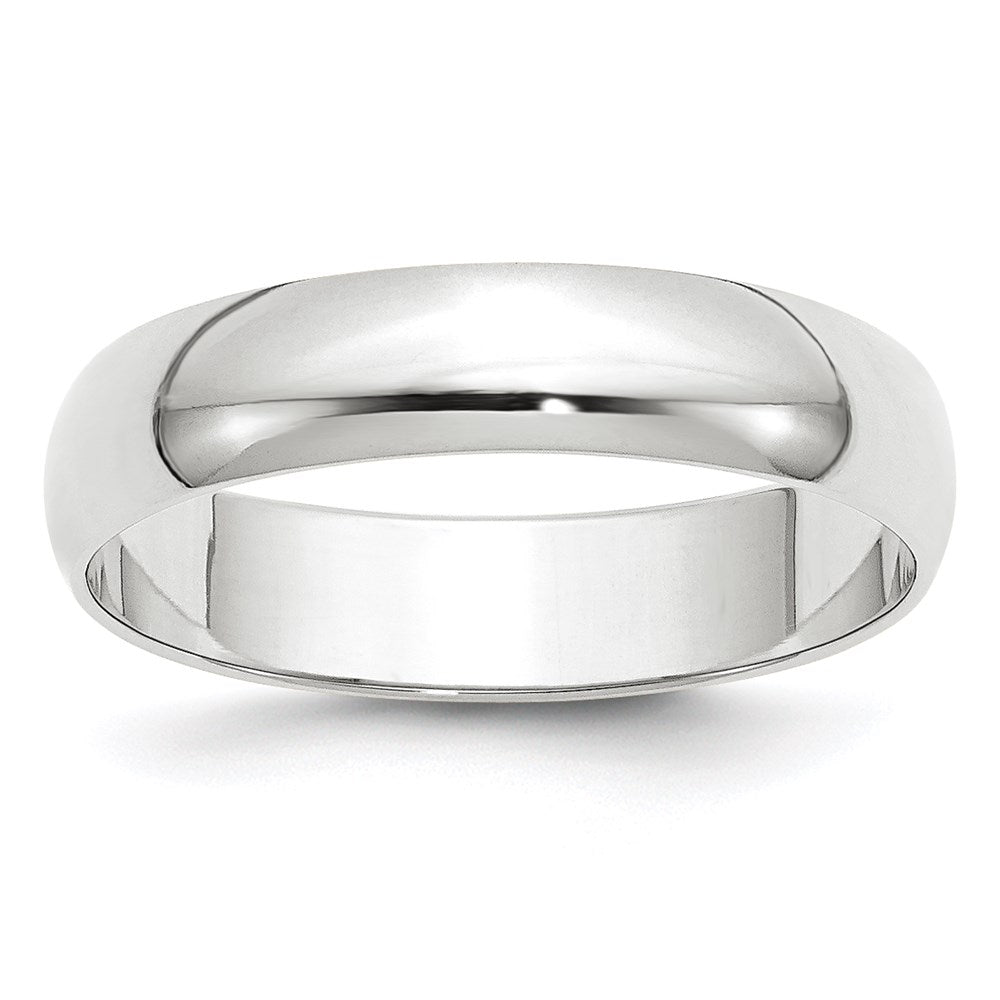 14K White Gold 5mm Lightweight Half-Round Wedding Band