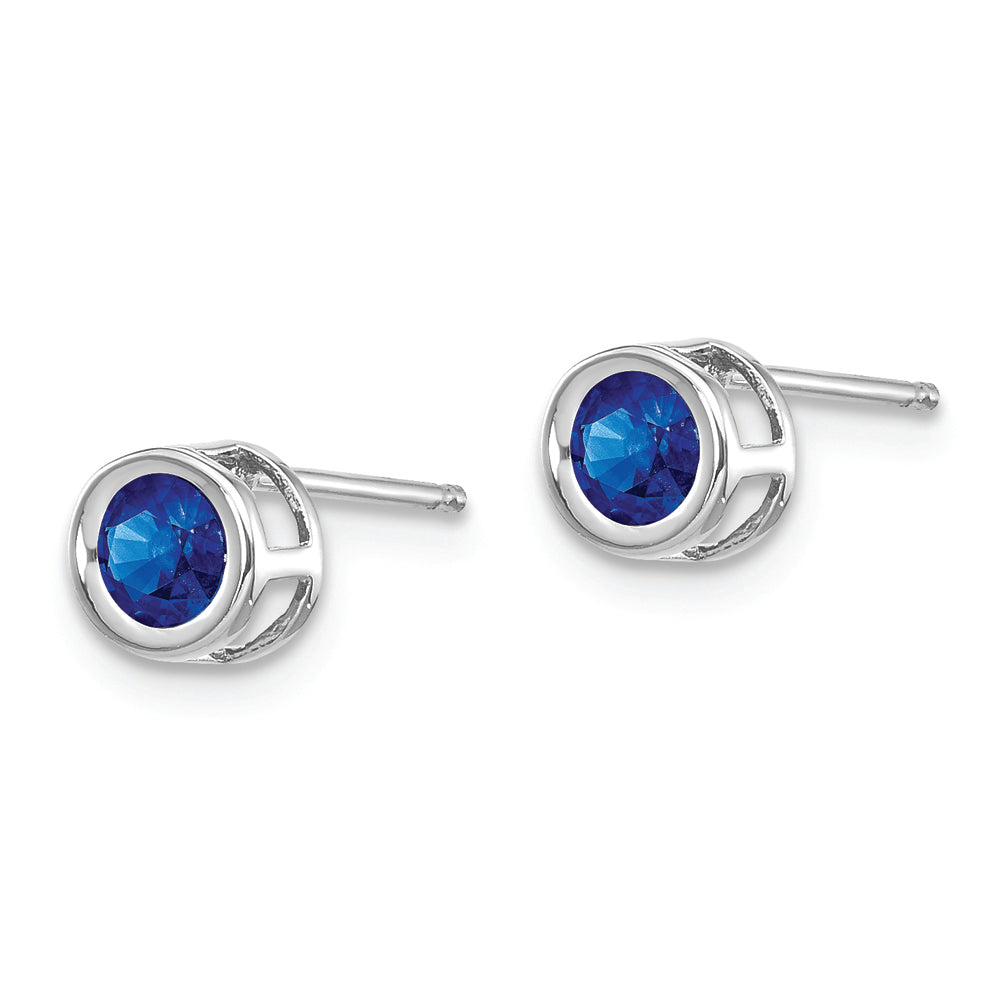 14k White Gold 4mm September Sapphire Earrings