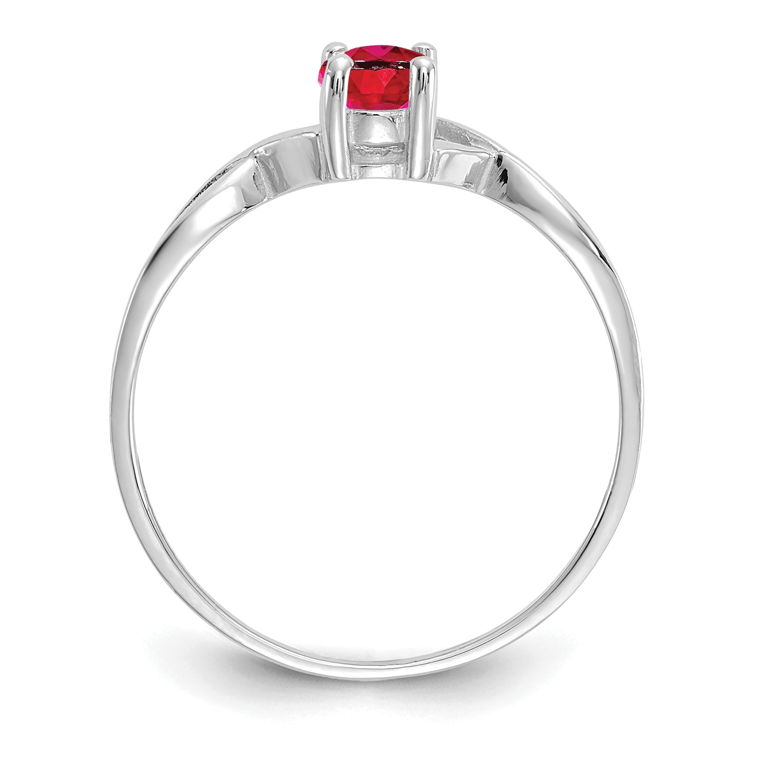 14K White Gold Ruby Birthstone Ring – Timeless Red Elegance