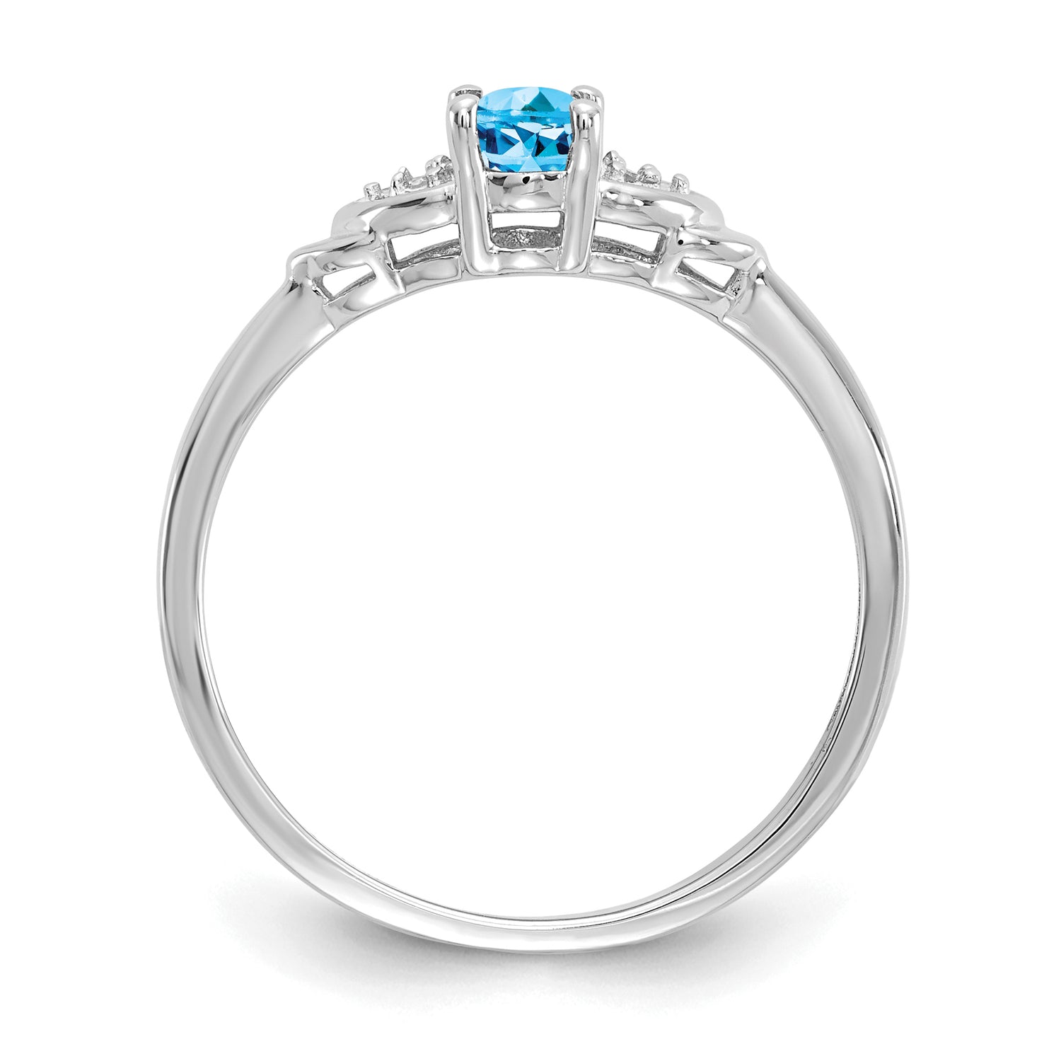 14K White Gold Swiss Blue Topaz & Diamond Ring – Oval-Cut Elegance