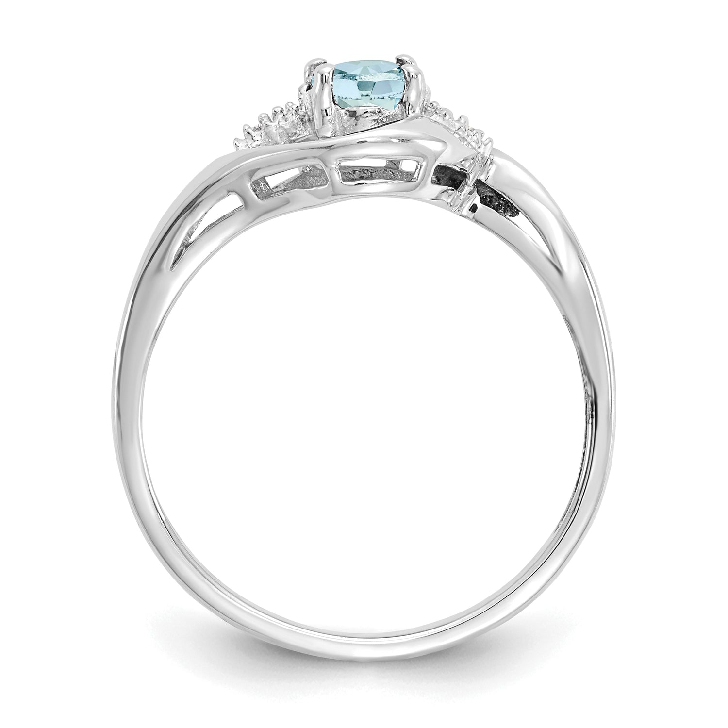 14K White Gold Aquamarine and Diamond Ring – Elegant Blue Sparkle