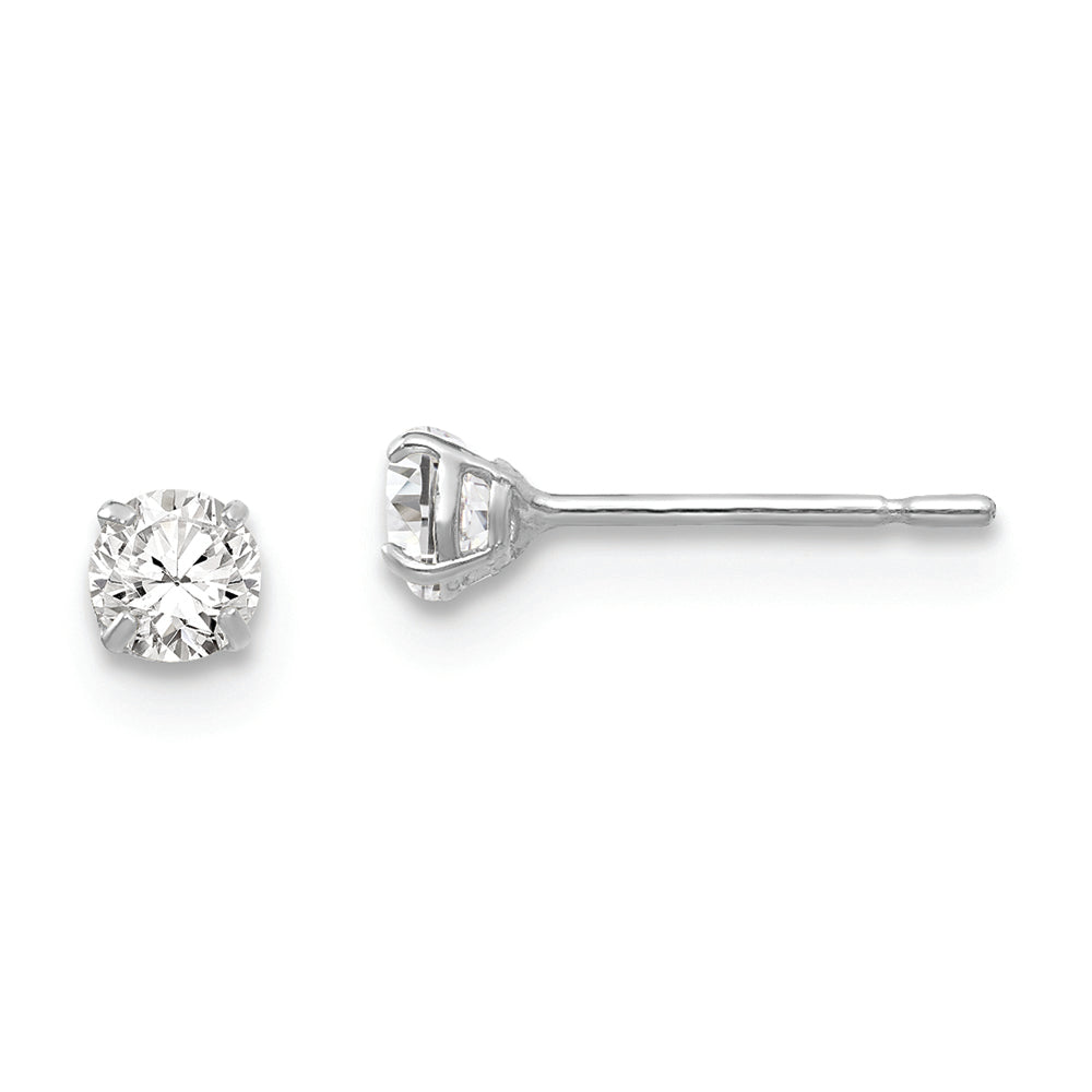 14k White Gold 3mm Round CZ Post Earrings
