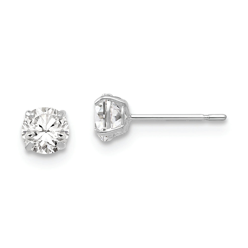 14k White Gold 4mm Round CZ Post Earrings