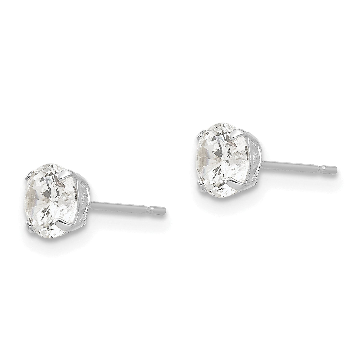 14k White Gold 5mm Round CZ Post Earrings