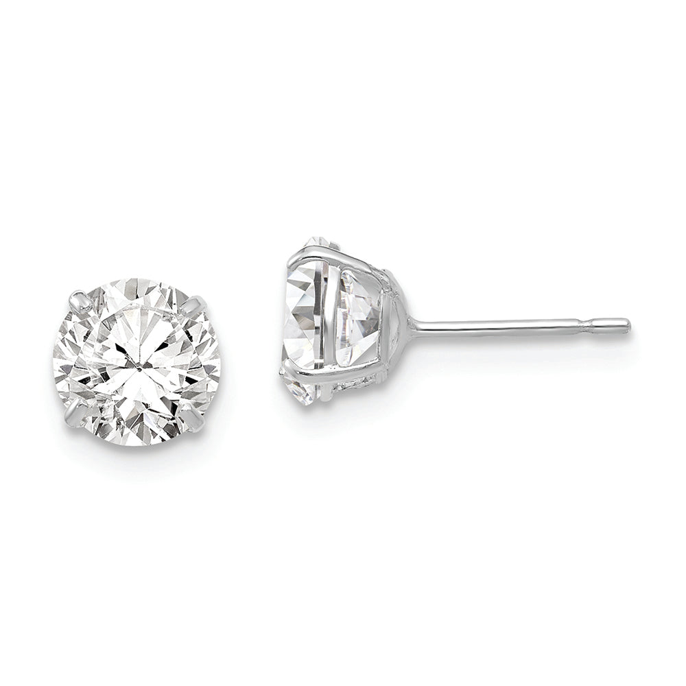 14k White Gold 6mm Round CZ Post Earrings