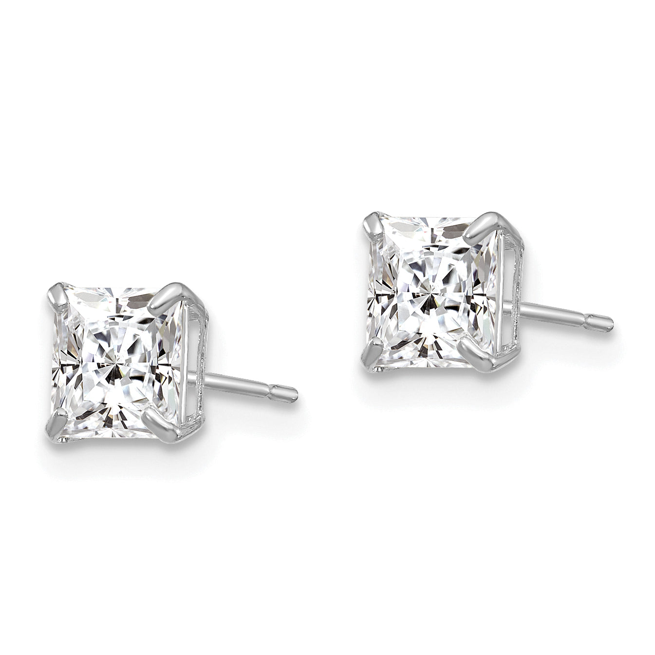 14k White Gold 5mm Square CZ Post Earrings