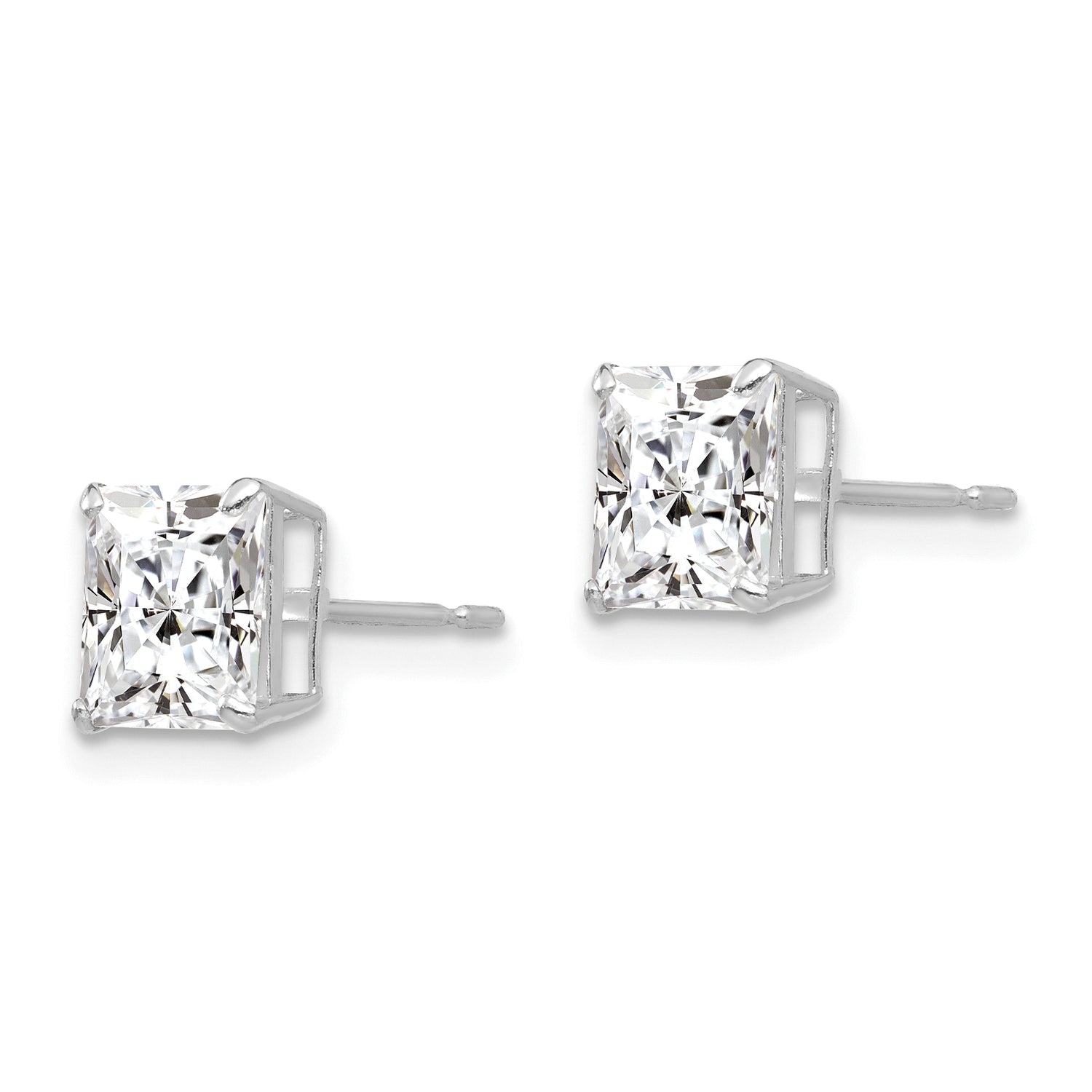 14k White Gold 6mm Square CZ Post Earrings