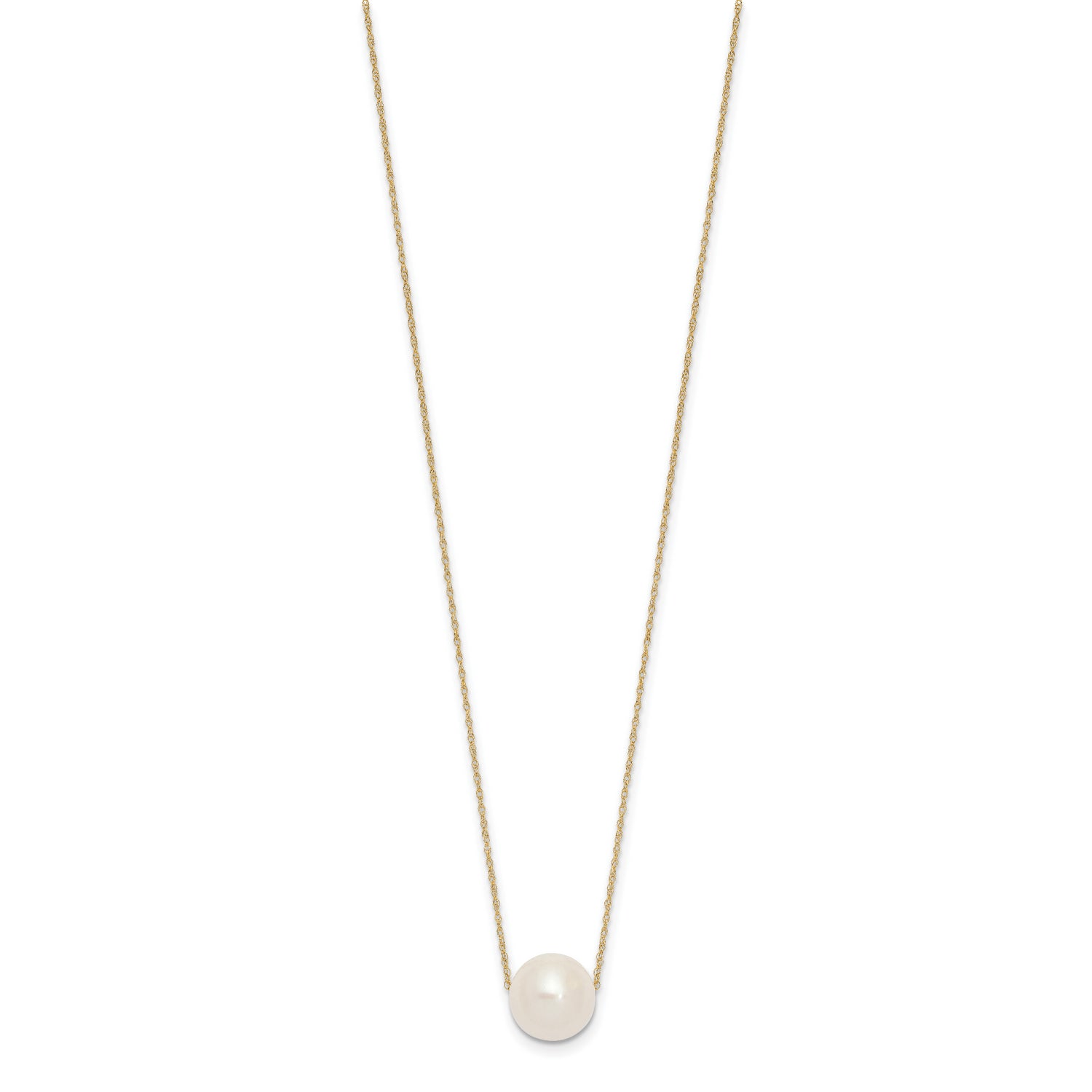 14K 10-11mm Semi-Round White FWC Pearl Rope Necklace