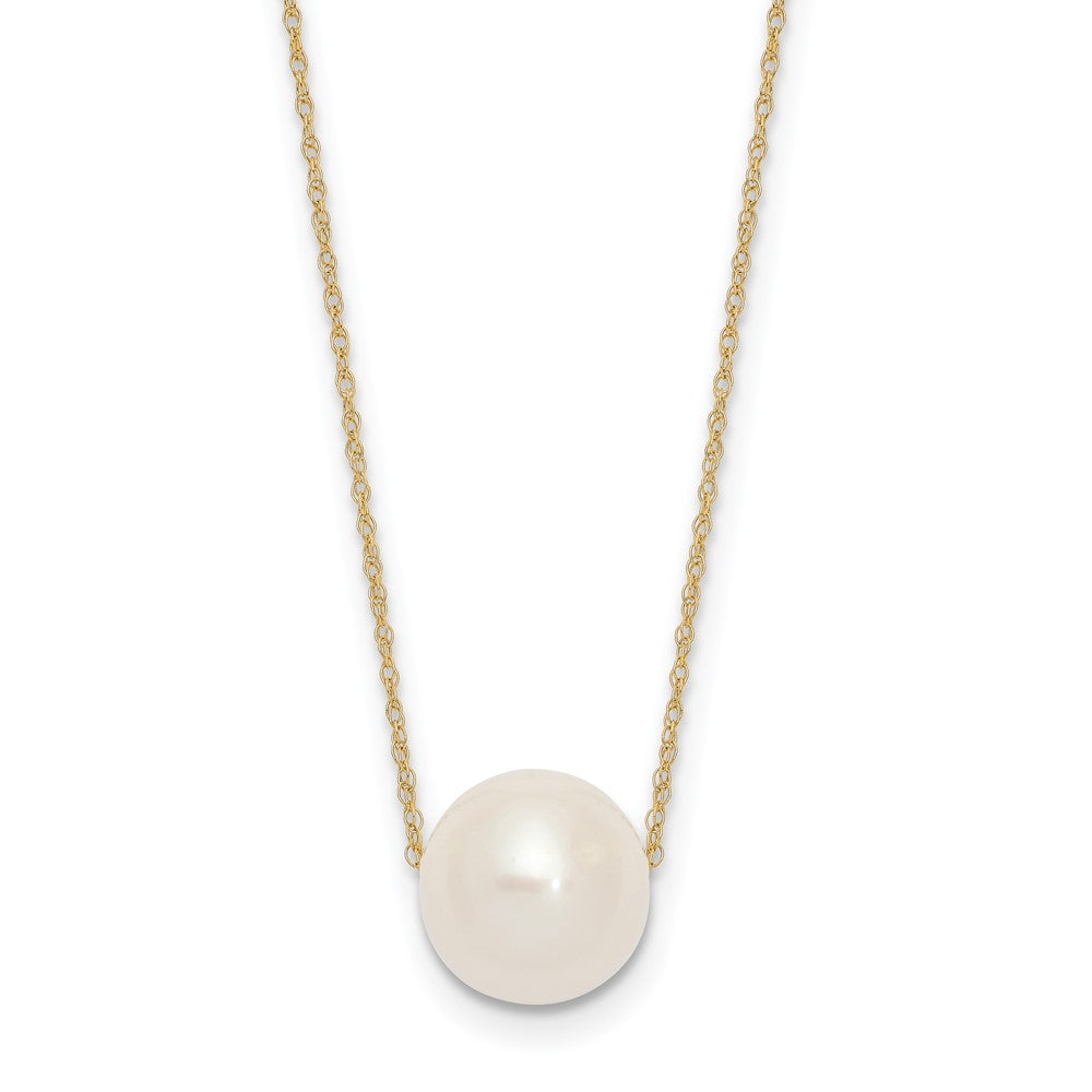 14K 10-11mm Semi-Round White FWC Pearl Rope Necklace