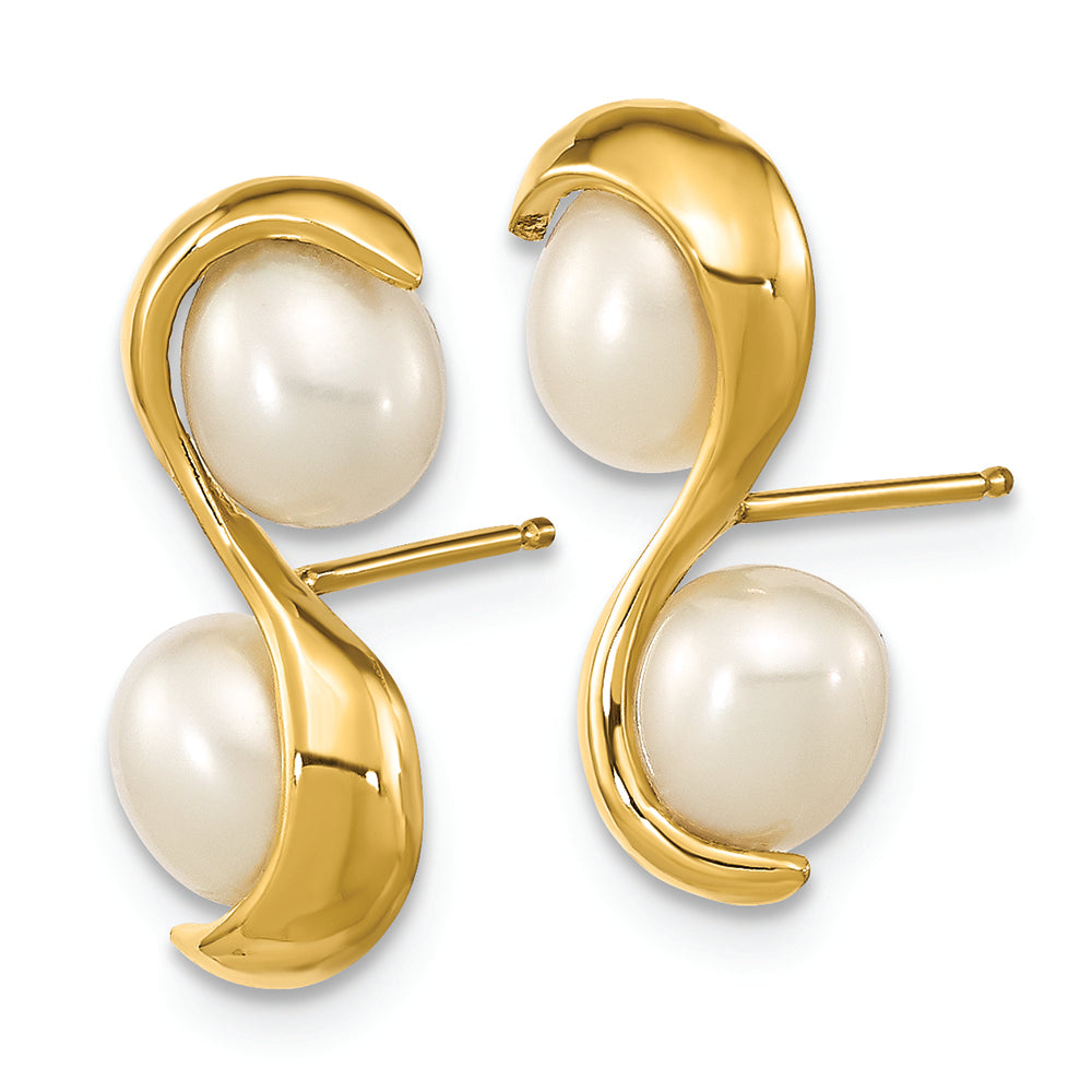 14K 4-5mm Rice FWC Pearl Post Earrings