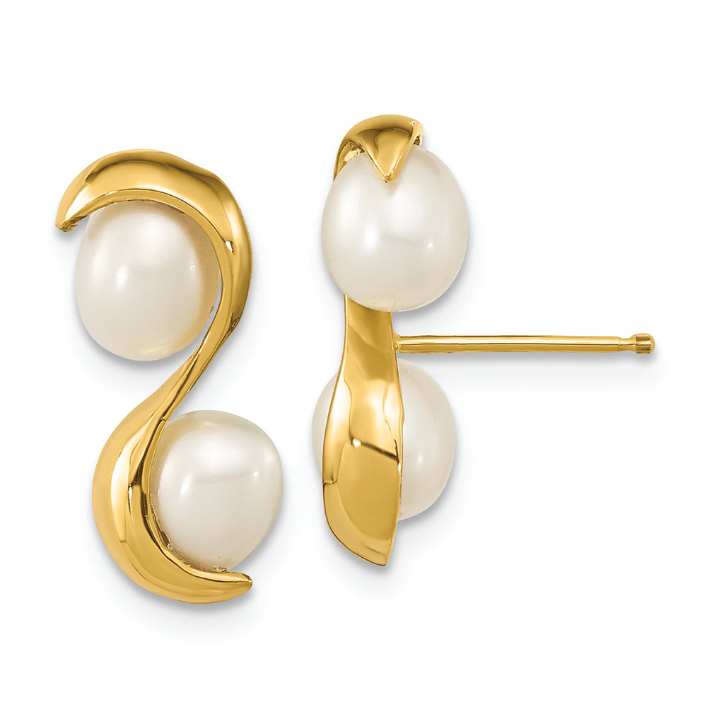 14K 4-5mm Rice FWC Pearl Post Earrings