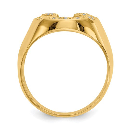14K Yellow Gold Men’s Horse Shoe Diamond Ring