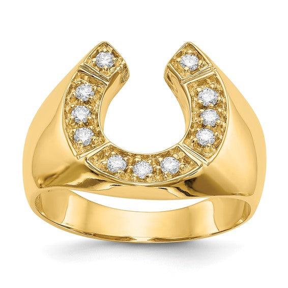 14K Yellow Gold Men’s Horse Shoe Diamond Ring