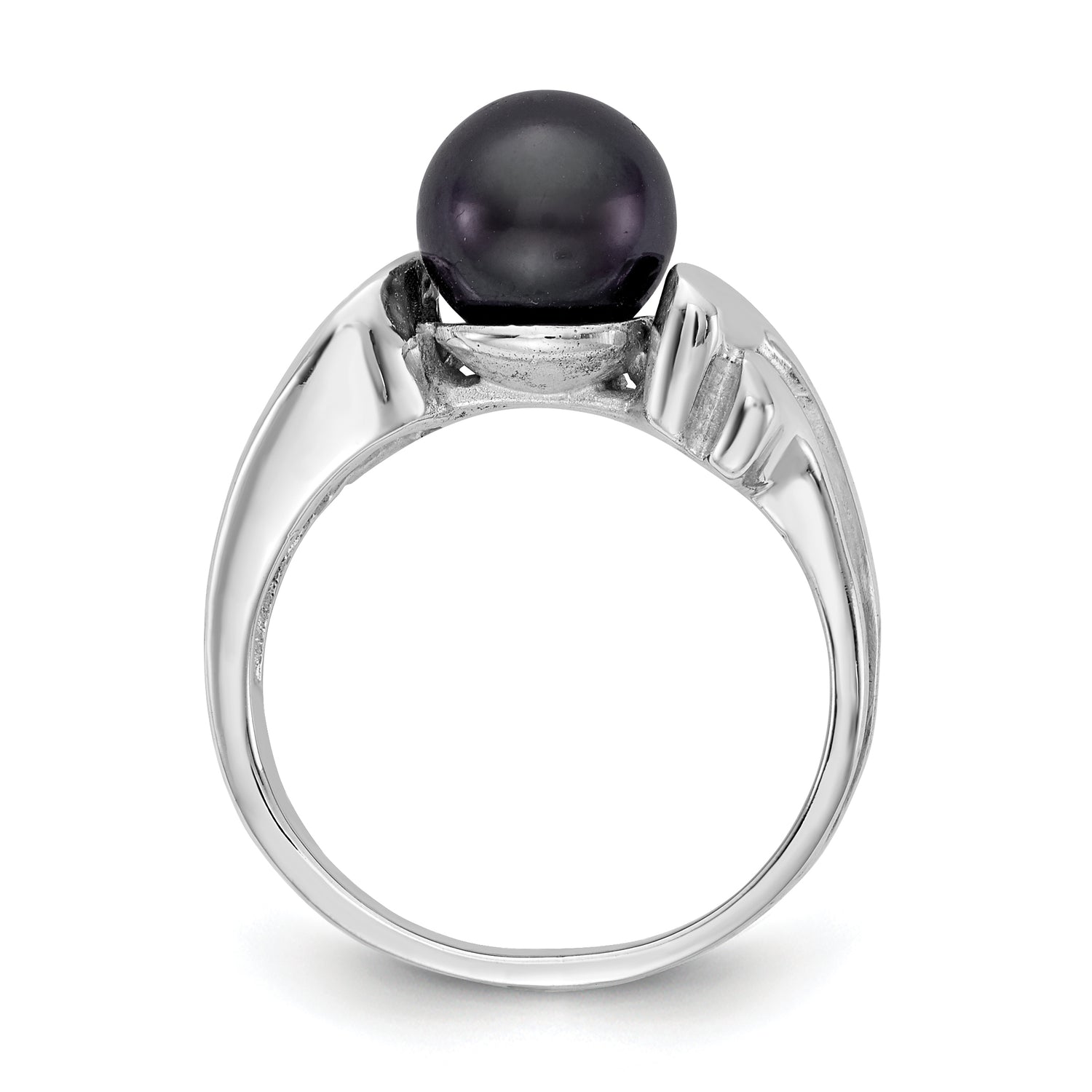 14K White Gold Black Freshwater Cultured Pearl Ring