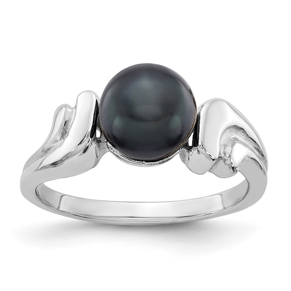 14K White Gold Black Freshwater Cultured Pearl Ring