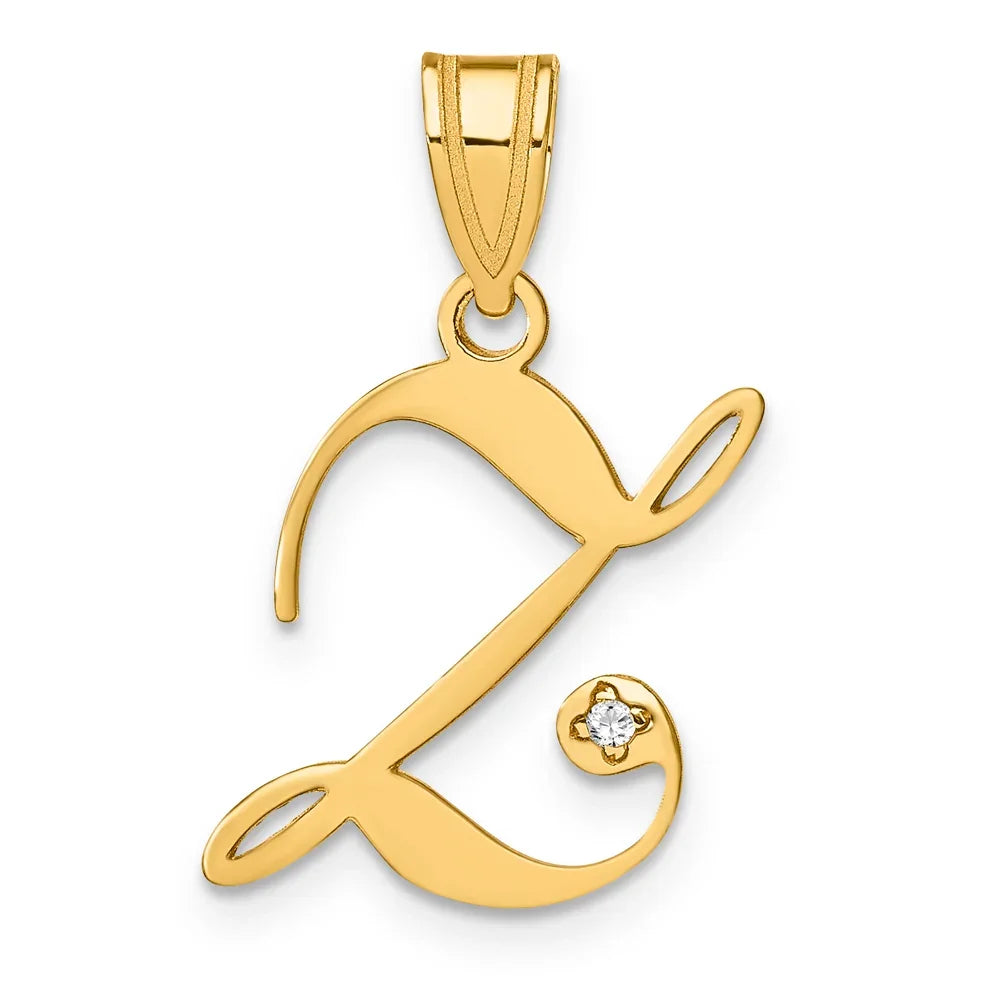 14KY Script Letter Z Initial Pendant with Diamond – Picasso Gold ...