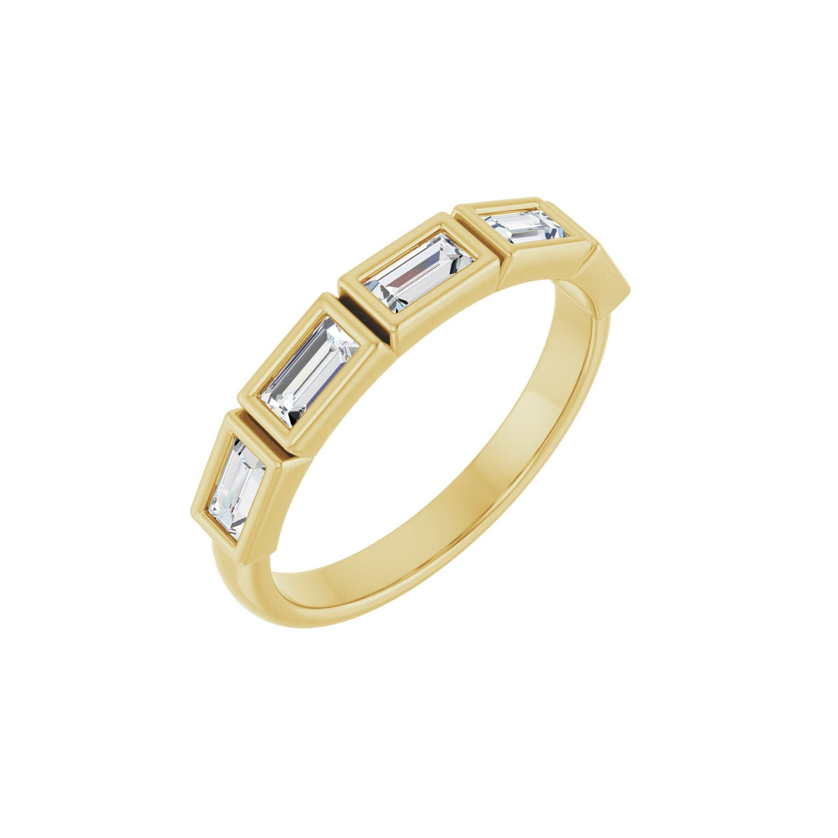 Baguette Lab-Grown Diamond Bezel-Set Half Eternity Band in 14K Gold - 14K Yellow Gold
