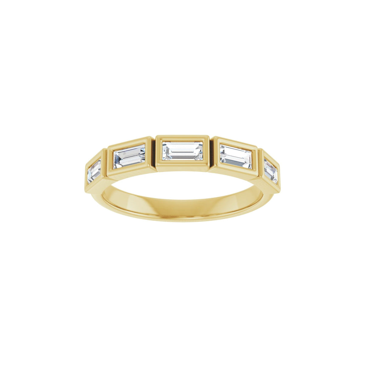 Baguette Lab-Grown Diamond Bezel-Set Half Eternity Band in 14K Gold - 14K Yellow Gold