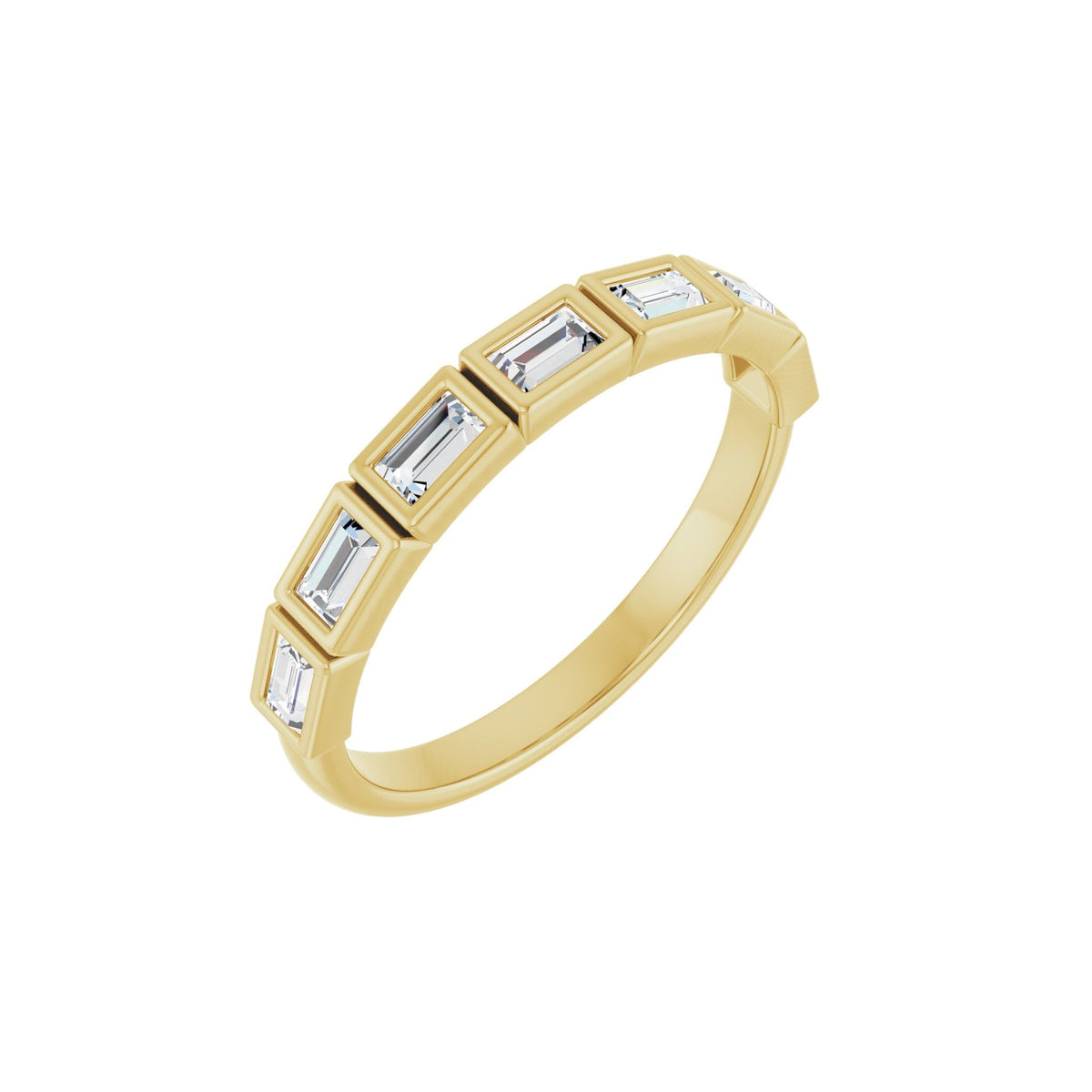Baguette Lab-Grown Diamond Bezel-Set Half Eternity Band in 14K Gold - 14K Yellow Gold