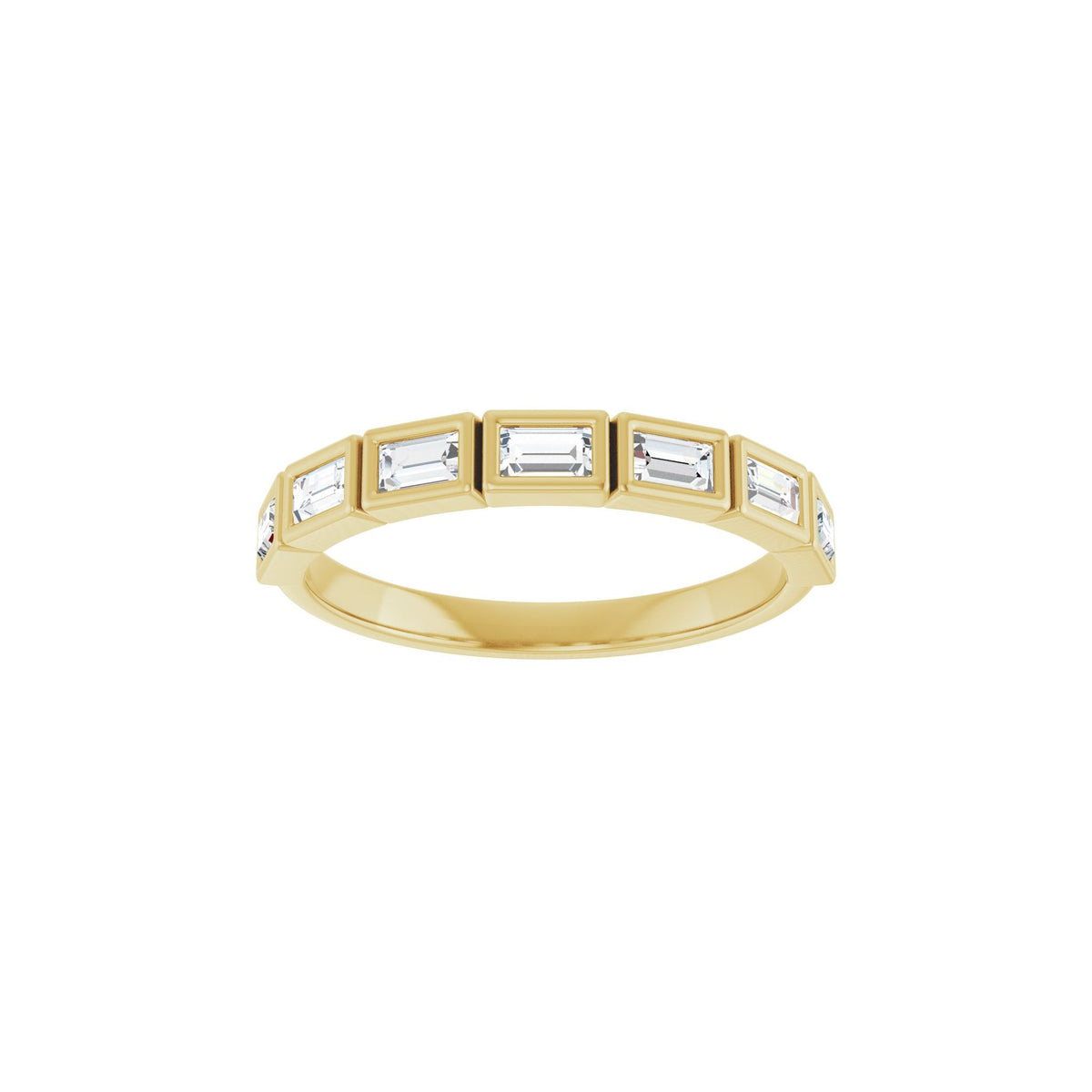 Baguette Lab-Grown Diamond Bezel-Set Half Eternity Band in 14K Gold - 14K Yellow Gold