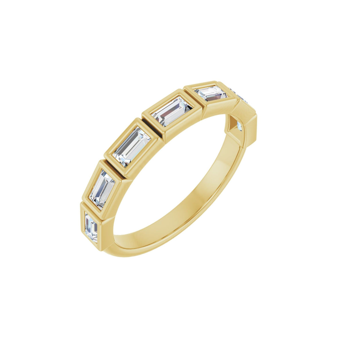 Baguette Lab-Grown Diamond Bezel-Set Half Eternity Band in 14K Gold - 14K Yellow Gold