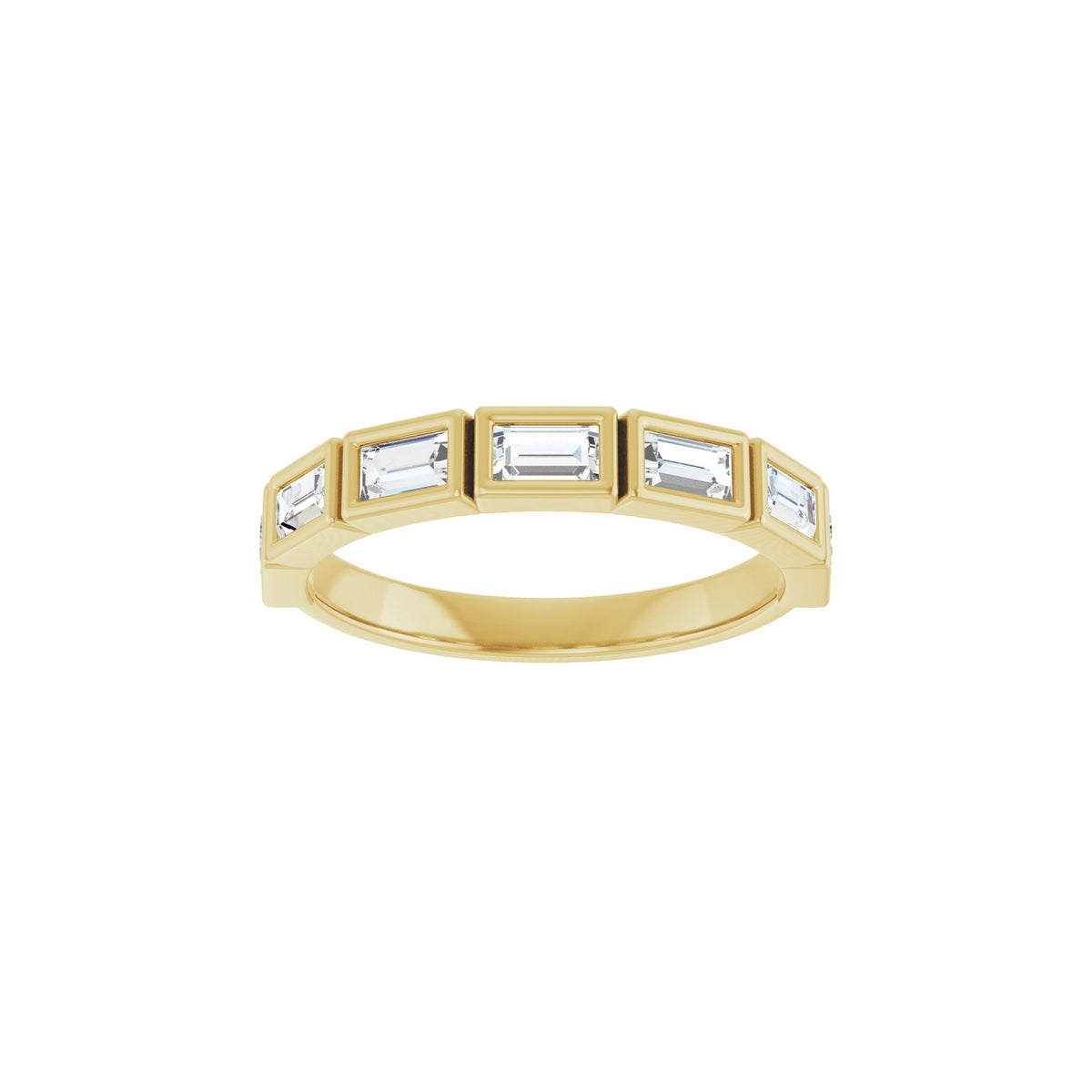 Baguette Lab-Grown Diamond Bezel-Set Half Eternity Band in 14K Gold - 14K Yellow Gold