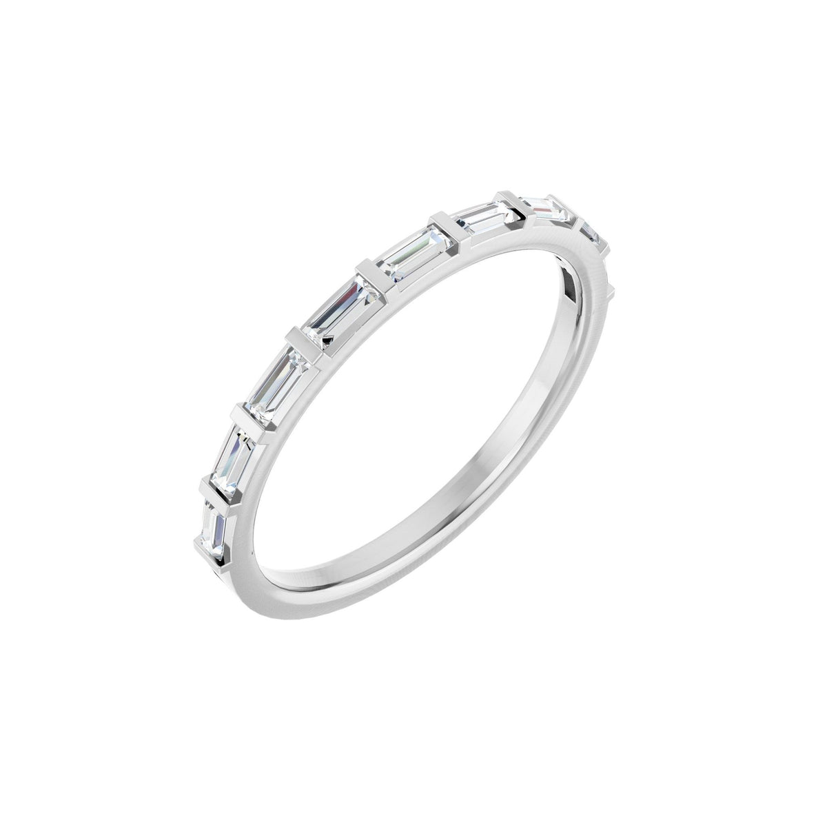 Baguette Lab-Grown Diamond Channel-Set Half Eternity Band in 14K Gold - 14K White Gold