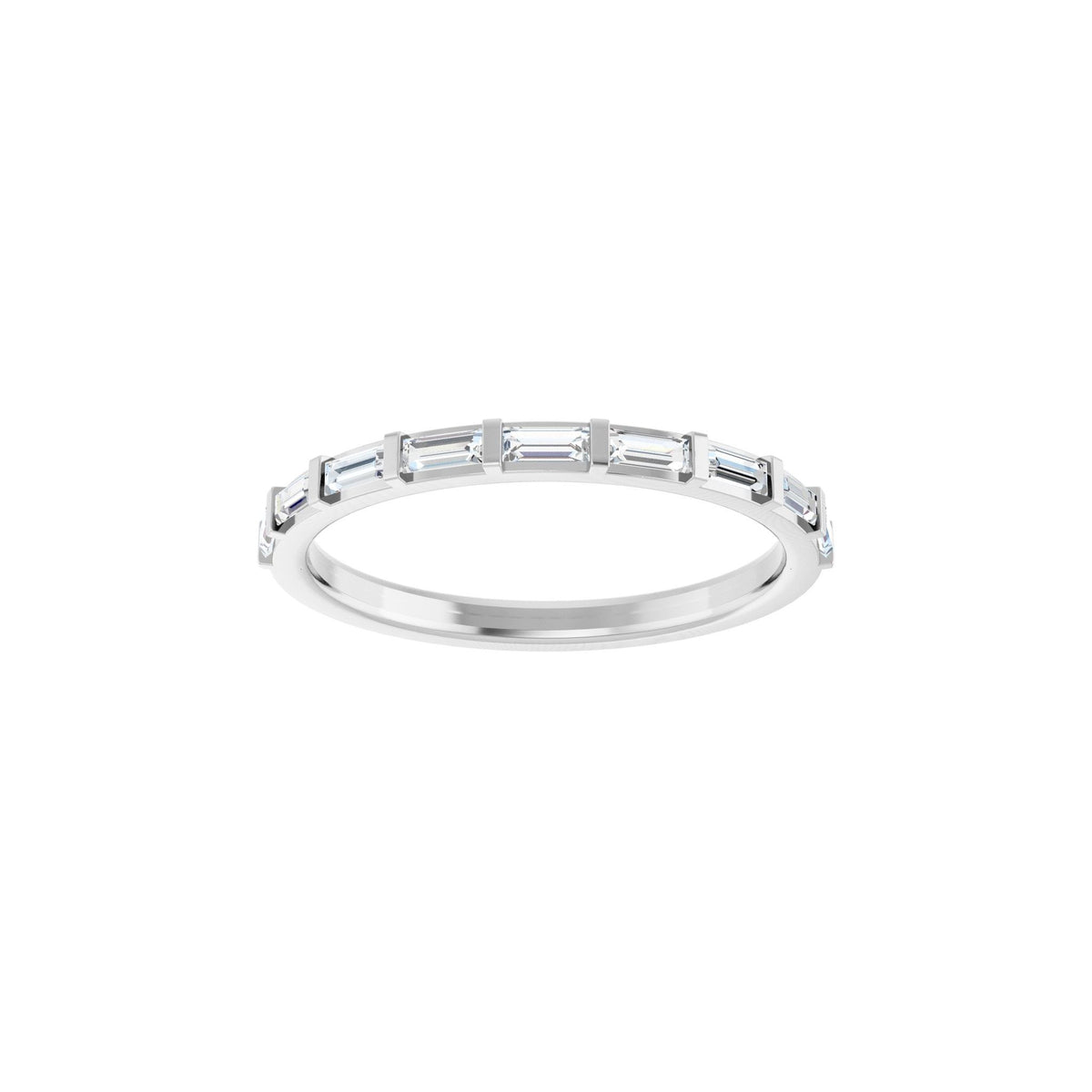 Baguette Lab-Grown Diamond Channel-Set Half Eternity Band in 14K Gold - 14K White Gold