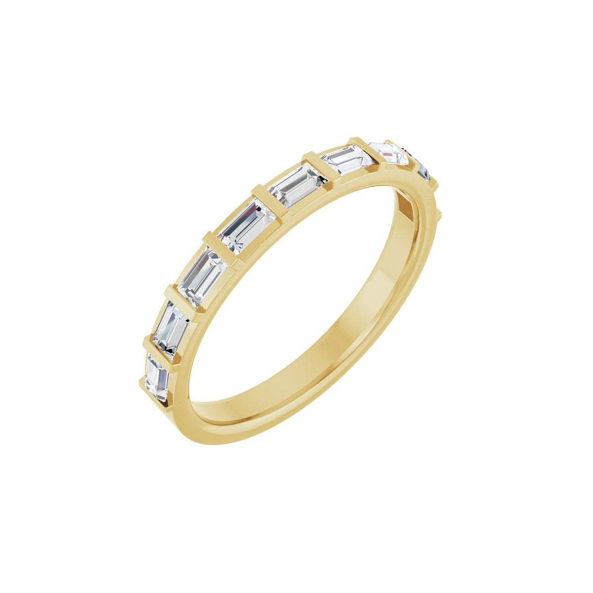 Baguette Lab-Grown Diamond Channel-Set Half Eternity Band in 14K Gold - 14K Yellow Gold
