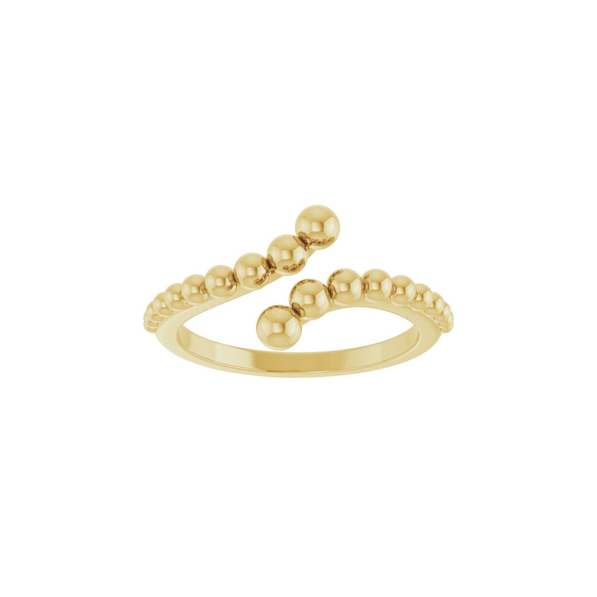 Beaded Bypass Ring in 14K Gold - 14K Yellow Gold