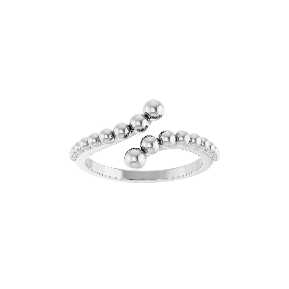 Beaded Bypass Ring in 14K Gold - 14K White Gold