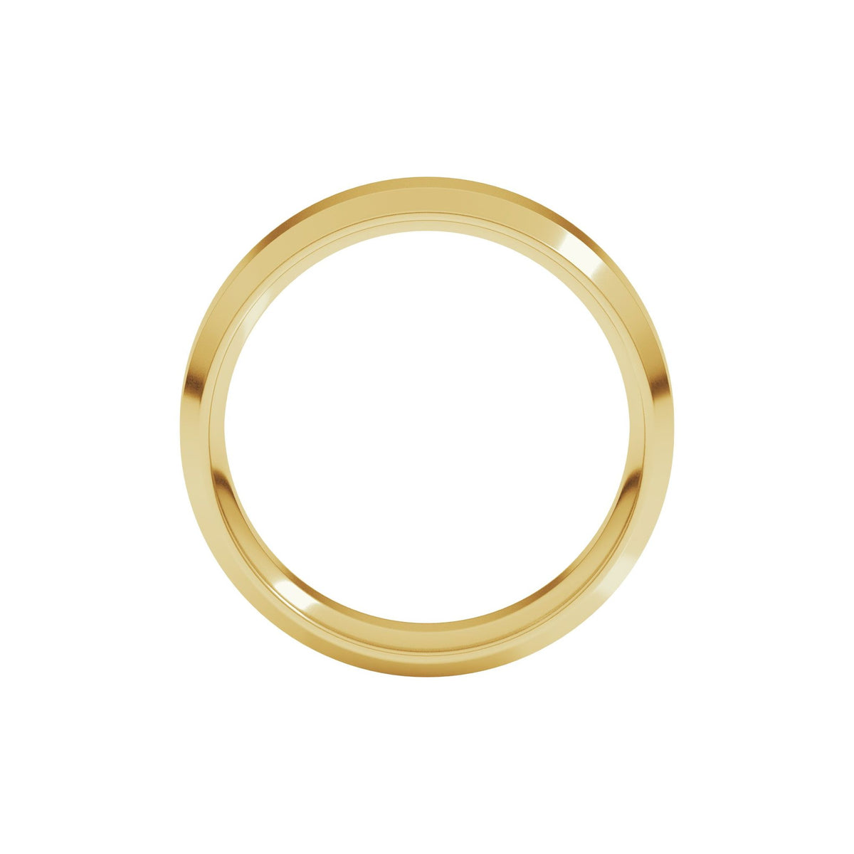 Beveled-Edge Comfort-Fit Flat Band in 14K & 18K Gold or Platinum - 14K Yellow Gold