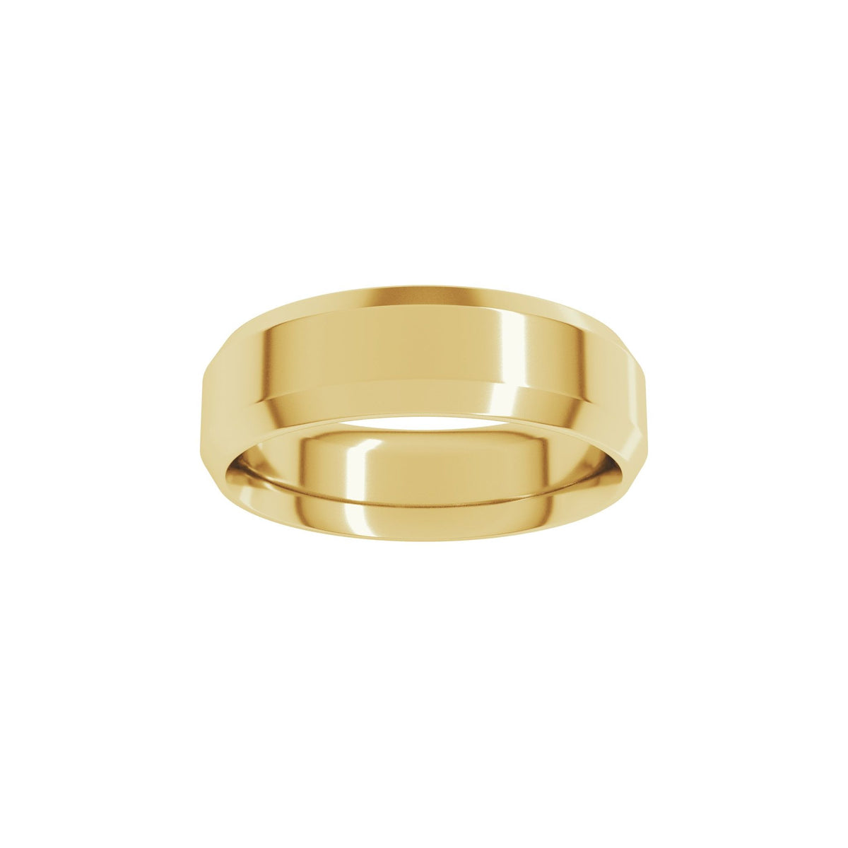 Beveled-Edge Comfort-Fit Flat Band in 14K & 18K Gold or Platinum - 14K Yellow Gold