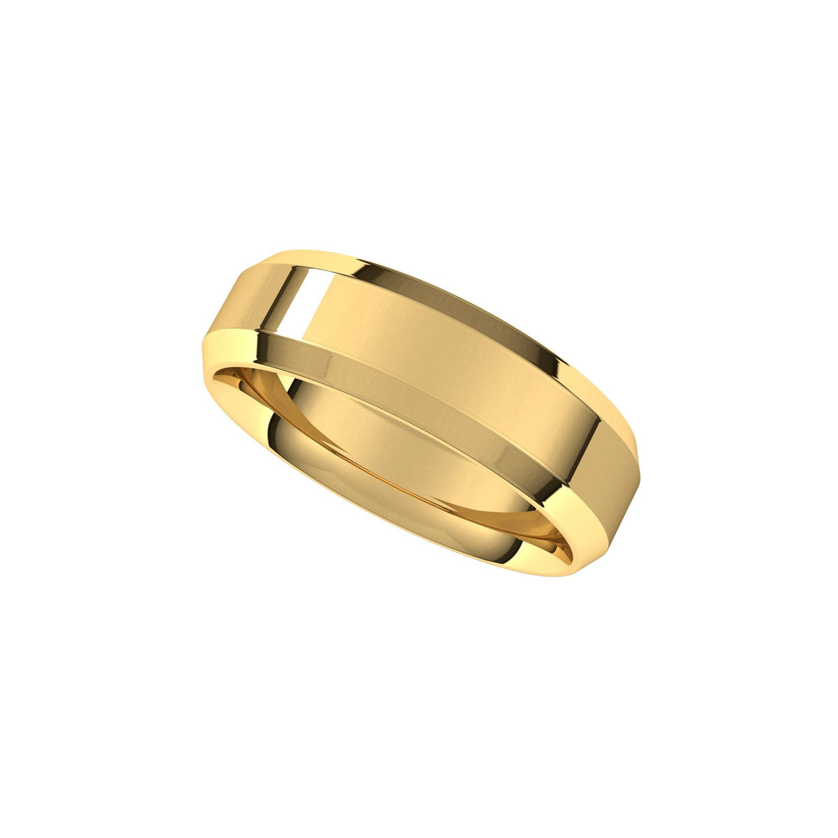 Beveled-Edge Comfort-Fit Flat Band in 14K & 18K Gold or Platinum - 14K Yellow Gold