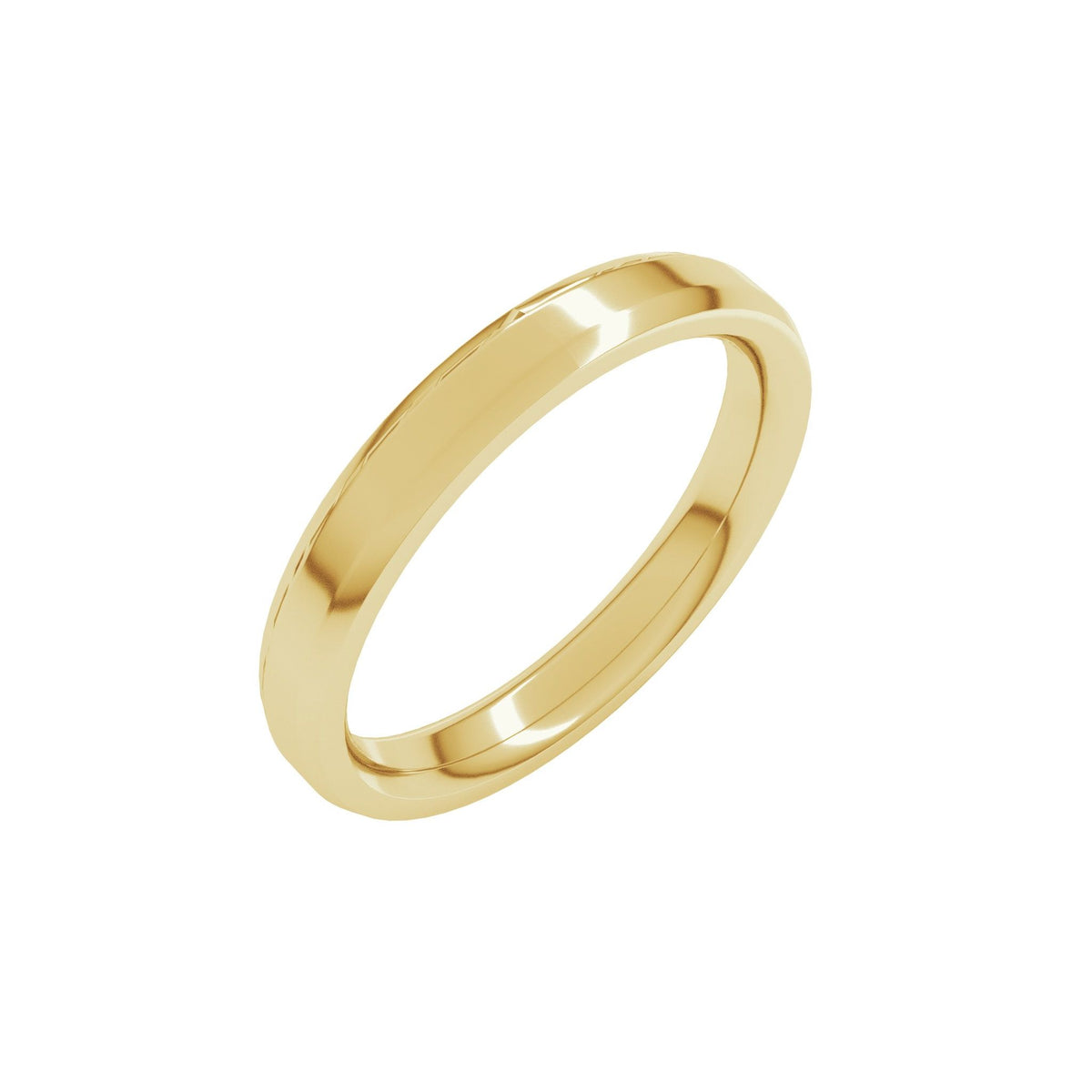 Beveled-Edge Comfort-Fit Flat Band in 14K & 18K Gold or Platinum - 14K Yellow Gold
