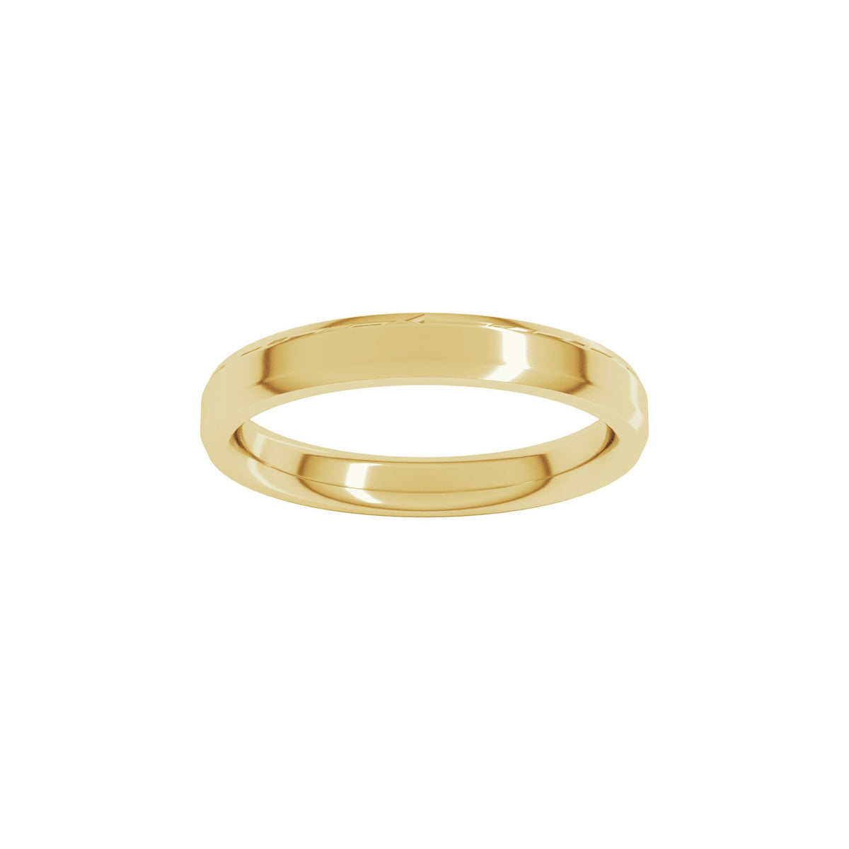 Beveled-Edge Comfort-Fit Flat Band in 14K & 18K Gold or Platinum - 14K Yellow Gold