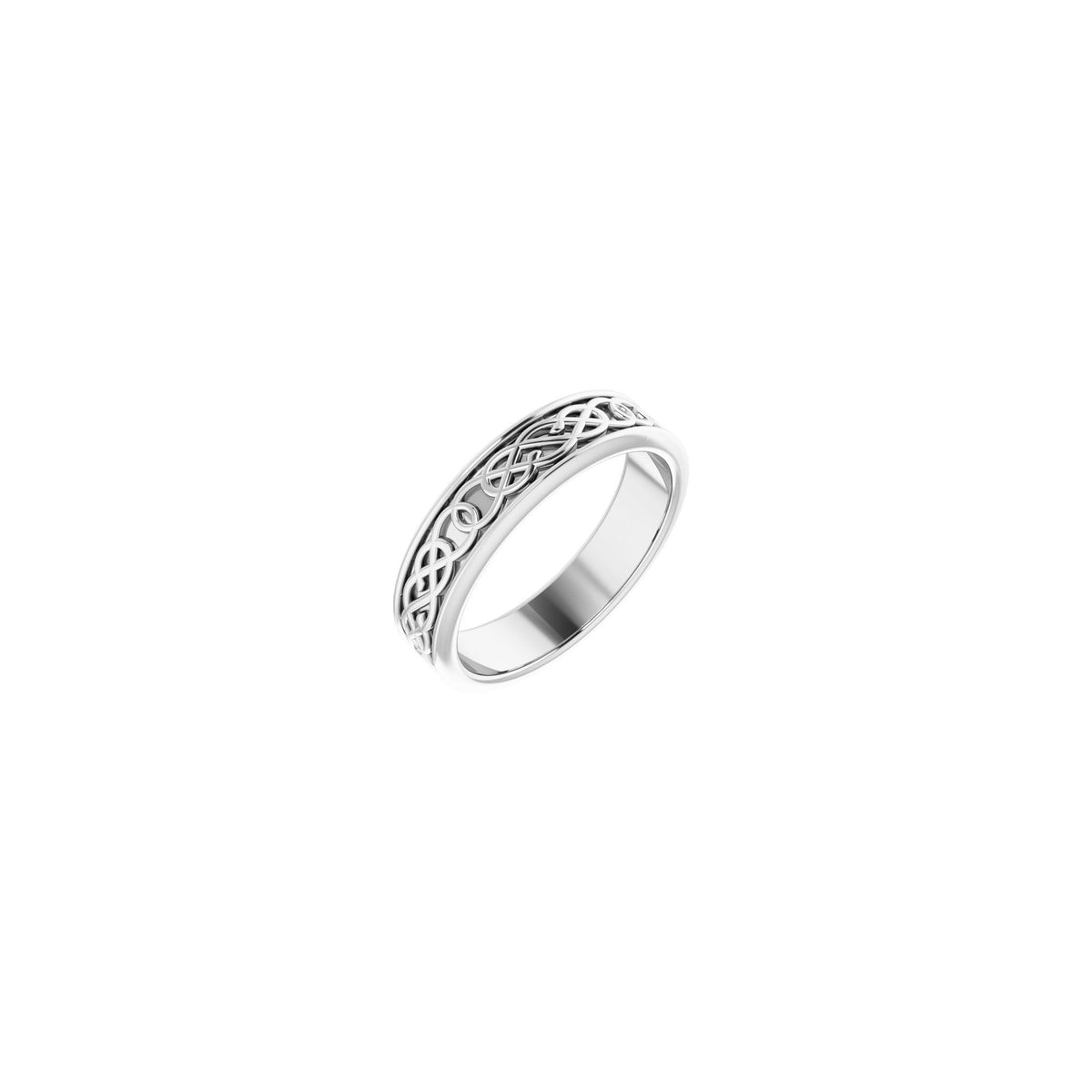 Celtic-Inspired Flat Band in 14K Gold - 14K White Gold