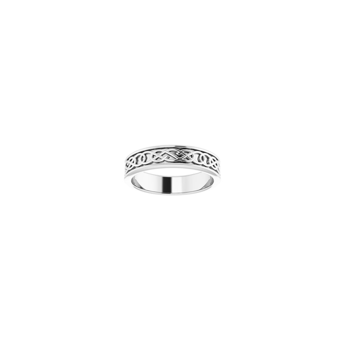 Celtic-Inspired Flat Band in 14K Gold - 14K White Gold