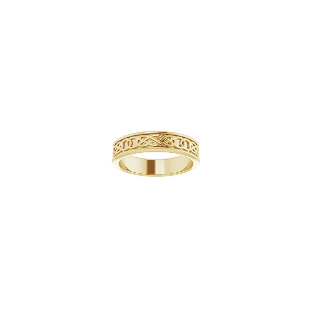 Celtic-Inspired Flat Band in 14K Gold - 14K Yellow Gold