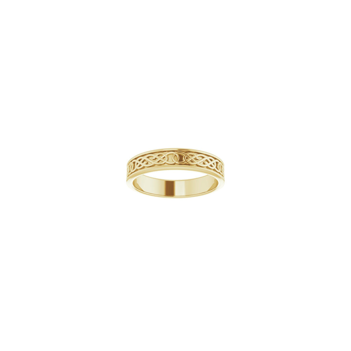 Celtic-Inspired Flat Band in 14K Gold - 14K Yellow Gold