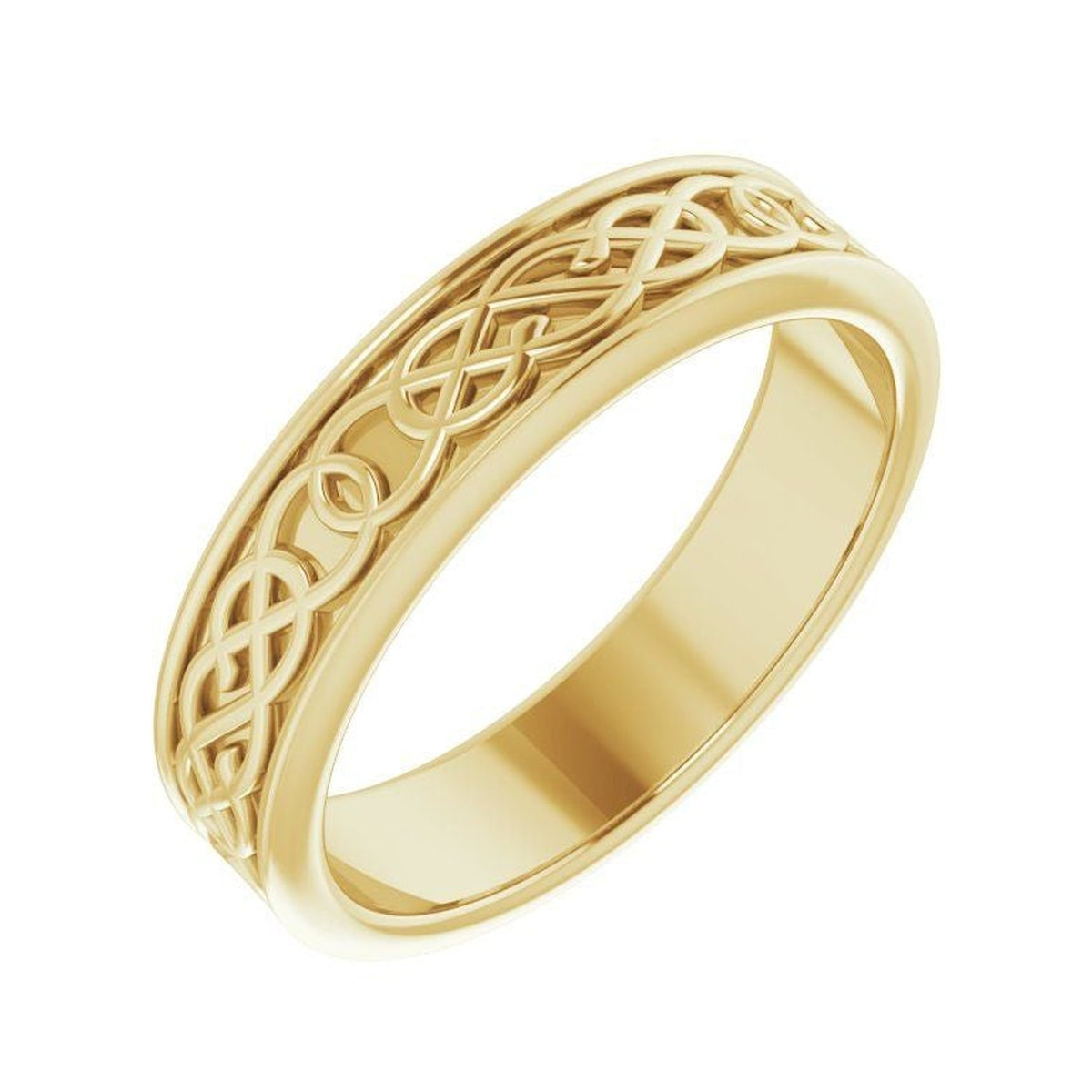 Celtic-Inspired Flat Band in 14K Gold