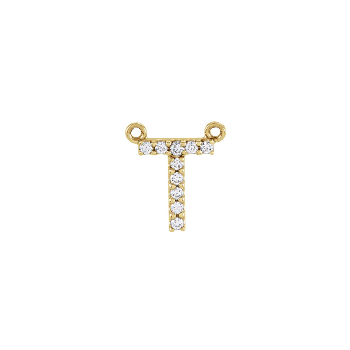 Diamond Accented Block Initial Necklace Center in 14K Gold - 14K Yellow Gold