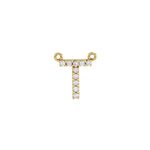 Diamond Accented Block Initial Necklace Center in 14K Gold - 14K Yellow Gold