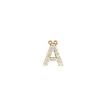 Diamond Accented Block Initial Necklace Center in 14K Gold - 14K Yellow Gold