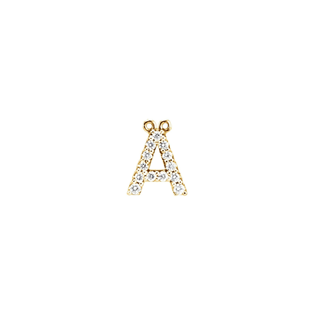 Diamond Accented Block Initial Necklace Center in 14K Gold - 14K Yellow Gold