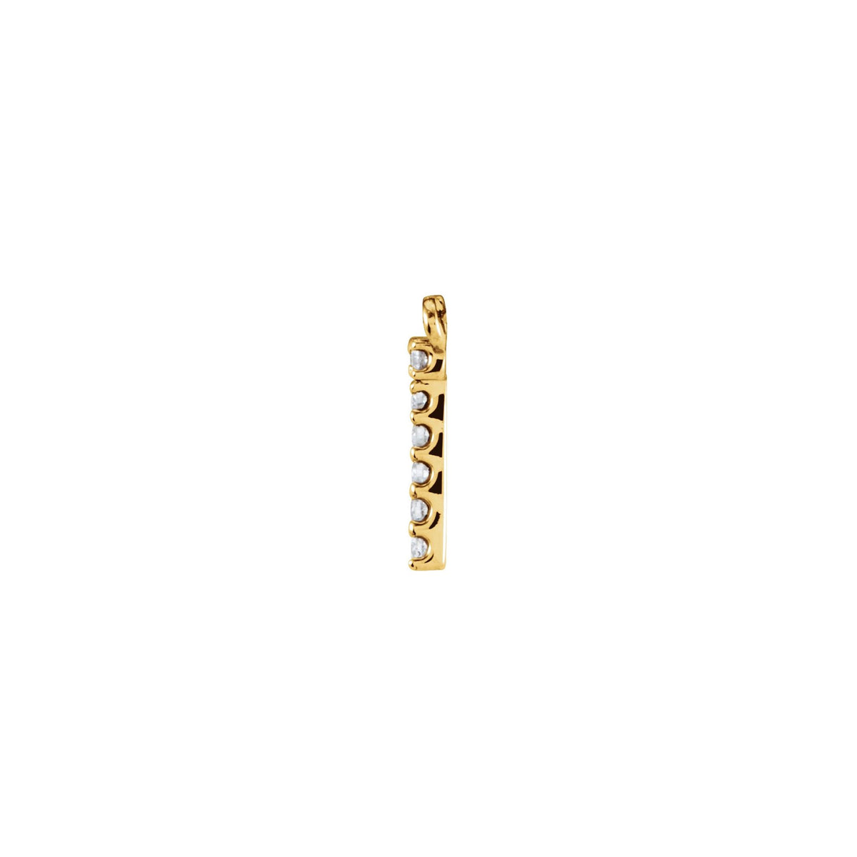 Diamond Accented Block Initial Necklace Center in 14K Gold - 14K Yellow Gold