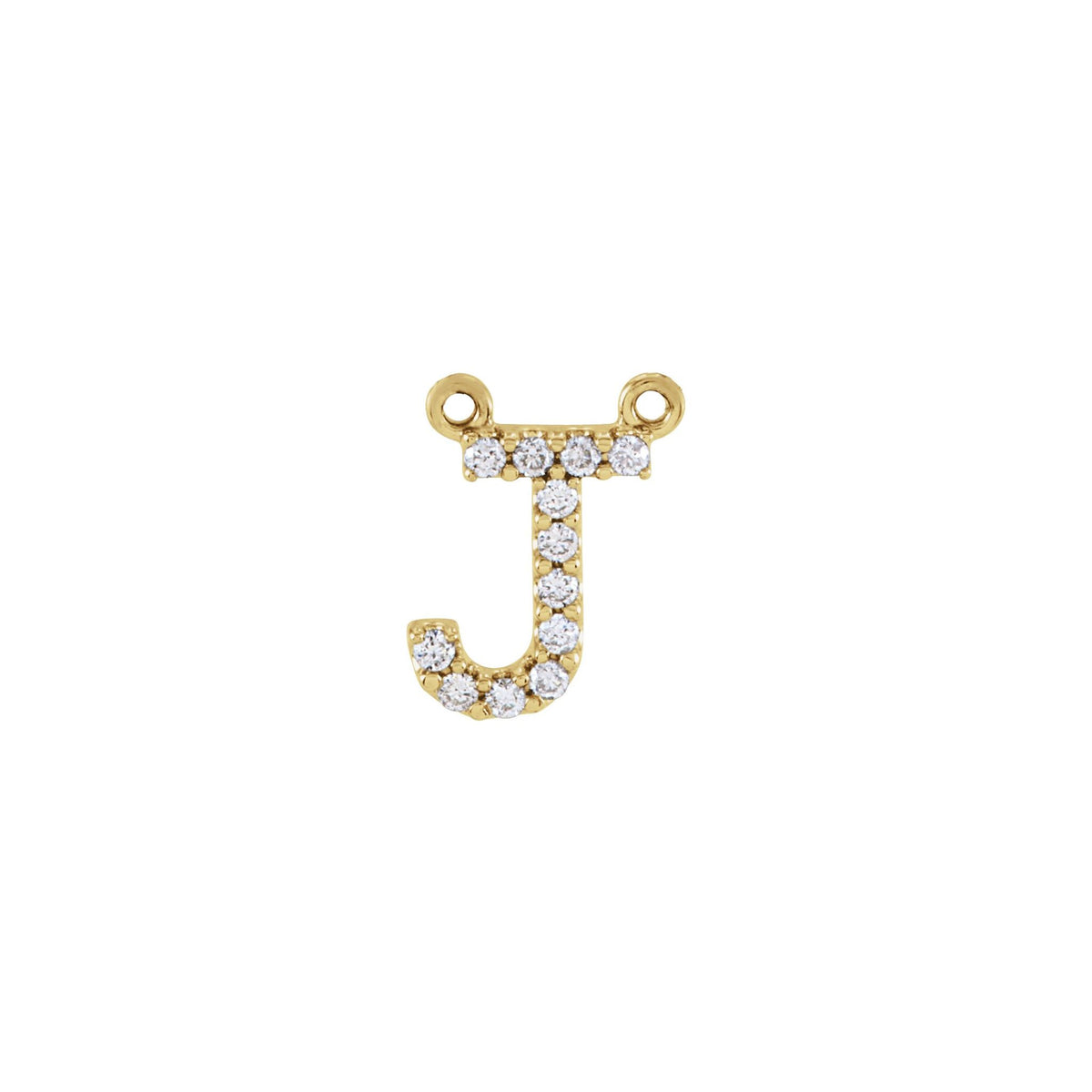 Diamond Accented Block Initial Necklace Center in 14K Gold - 14K Yellow Gold