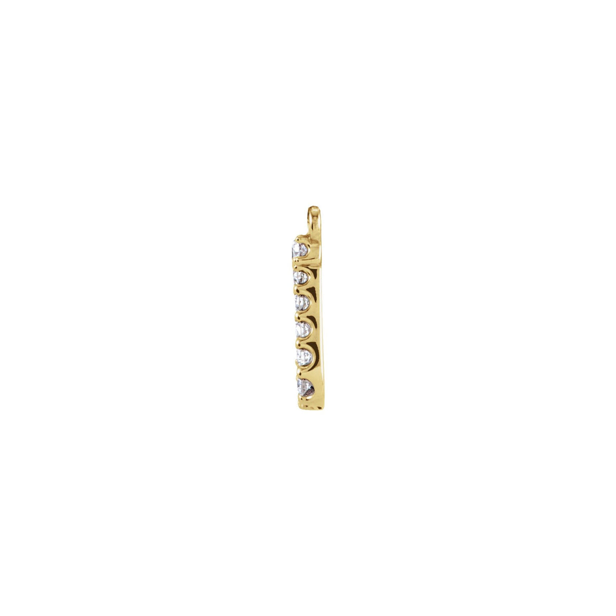 Diamond Accented Block Initial Necklace Center in 14K Gold - 14K Yellow Gold