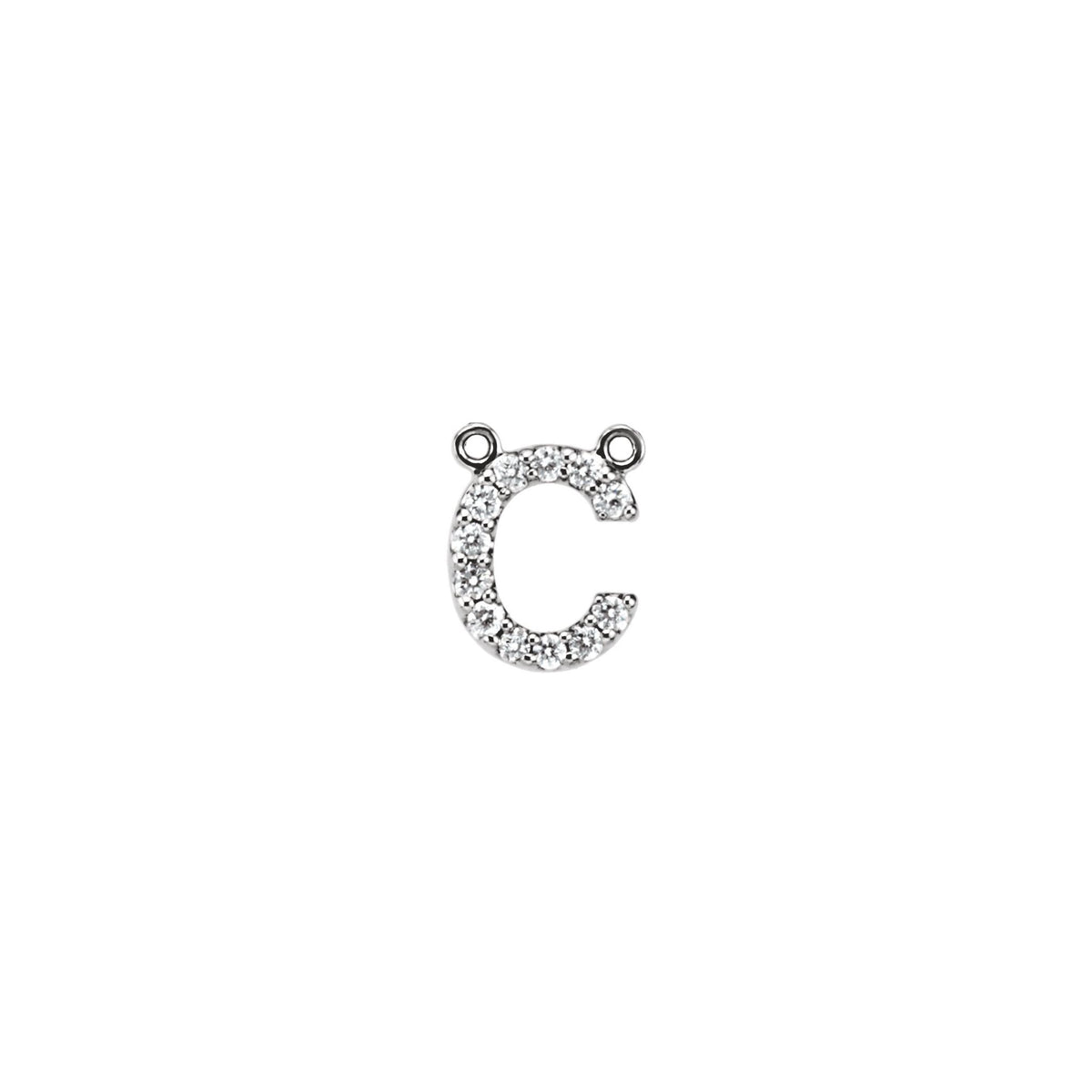 Diamond Accented Block Initial Necklace Center in 14K Gold - 14K White Gold