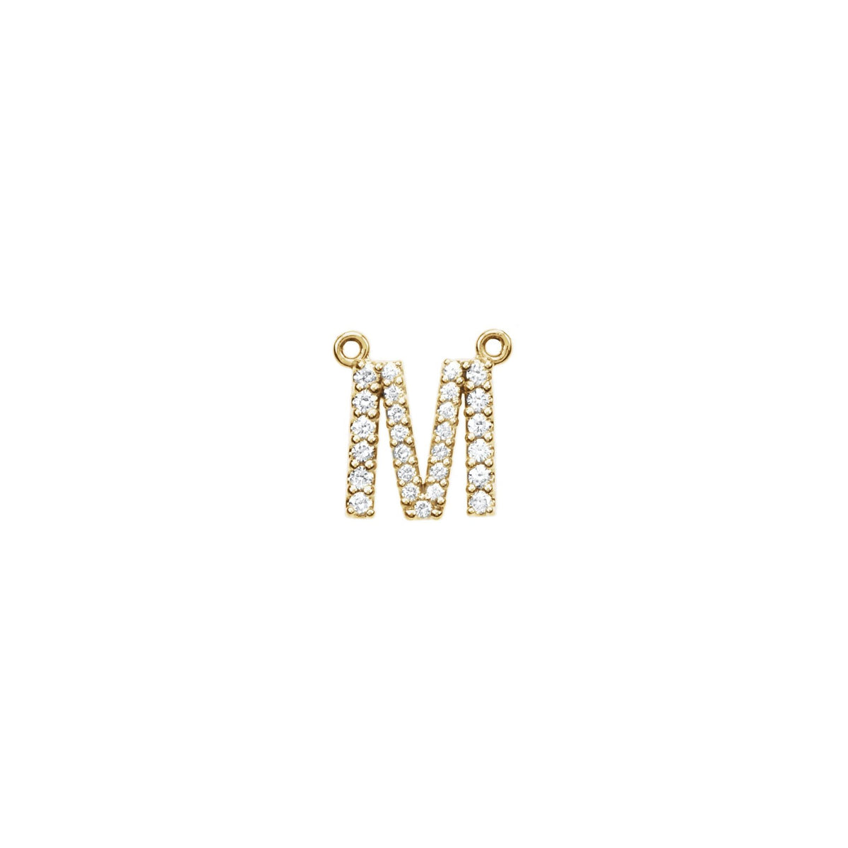Diamond Accented Block Initial Necklace Center in 14K Gold - 14K Yellow Gold